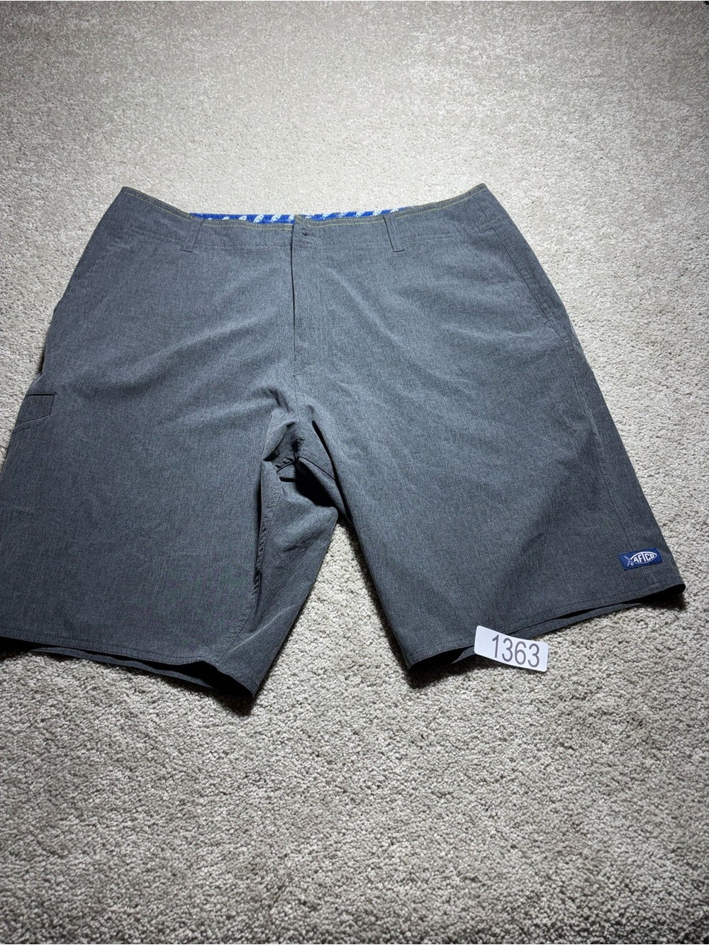AFTCO Shorts Men's 34 grey Aftech Stretch Fishing Hybrid